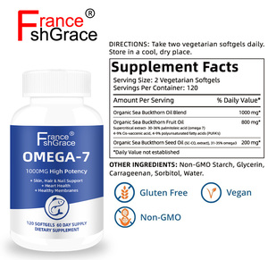Complément personnalisé d'Oméga 7 à haute puissance 1000 mg pour la santé des cheveux, de la peau et des ongles, pour hommes et femmes, gélules molles d'Oméga 7 à base de plantes - Product Image 3