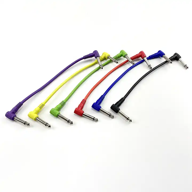Wholesale 6PCS 20CM Audio Mono Pedalboard Cord Instrument  Guitar Cables Colored Effect Pedal Patch Cable