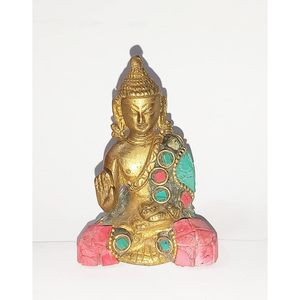 PARIJAT Handicraft Brass Gautam Buddha <b>Statue</b> Meditating Sitting Idol Carved Fine Resting Blessing Buddha Statu - Product Image 5