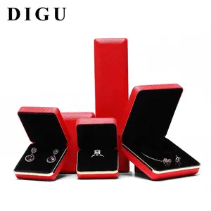 Kit caixa de jóias anel colar pingente vermelho preto caixa de armazenamento de jóias organizador