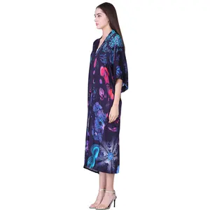 Donna lungo maxi kimono vestito da donna beach cover up robe cardigan stampato personalizzato con le tue foto in vendita