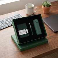 Nouveauté : Ensemble cadeau personnalisé avec carnet en cuir A6, stylo et bouteille d'eau isotherme de 300 ml pour cadeau d'affaires haut de gamme en gros
