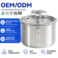 Fontaine à eau pour chat en acier inoxydable 304 de 2 L, silencieuse, avec filtre multicouche, pompe USB 5 V