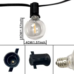 E12 Parafuso Base DC3V 2700K 1W Globo G40 Substituição LED Filamento Lâmpadas Para Festoon Pátio Cordas luzes