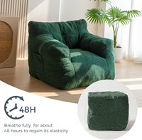 Fauteuil pouf PIOEN en sherpa, canapé d'appoint capitonné en bouclette pour adultes et enfants, rembourrage de lecture pour salon, vert