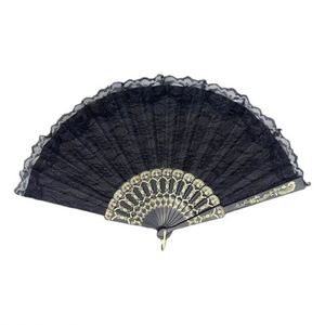 Éventails pliants en plastique peints de style traditionnel, portables, pour mariage, danse, fête, artisanat, avec motif de dentelle sculptée et motif ange - Product Image 1