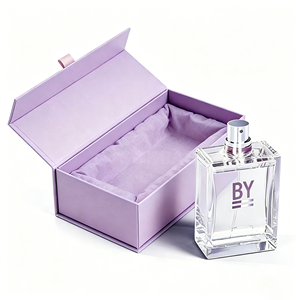 Custom Cardboard Print Gold Foil Rigid <b>10ml</b> 35ml 40ml <b>Bottle</b> Purple Perfume Boxes Design with Magnet Insert - Product Image 1