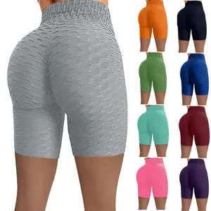Yüksek bel kadınlar şeftali kalça karın kontrol popo kaldırma Yoga şort Anti selülit beş puan Yoga pantolon