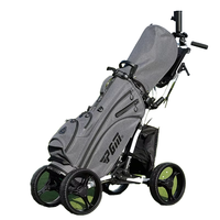 Carrito de Golf Plegable PGM de 4 Ruedas con Freno Manual, Soporte para Sombrilla y Porta Botella de Agua, Carrito Manual Ligero