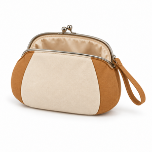 Cosmetic Pouch Clasp <b>Frame</b> Open Close Bow Charm Daily Small Toiletry Bag Caramel Cream Wash Pouch Custom Logo - Product Image 4
