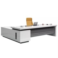 Table de patron moderne en bois blanc combinaison de chaises de bureau grand bureau debout simple pour la maison mobilier de bureau de superviseur