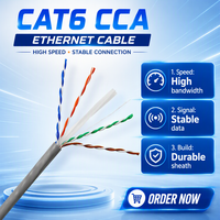 Câble CAT6 compatible PoE, CCA 23AWG, UTP solide, 1000 pieds, 550 MHz, 10 Gbps, câble réseau LAN, PVC, 4 paires, pour système de sécurité de caméra IP
