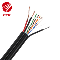 Cable Combinado Superlink Cat5E Ethernet + Cable de Alimentación de Cobre Desnudo de 18AWG 2C, Cable Mensajero con Certificación CE para Cámaras IP POE CCTV