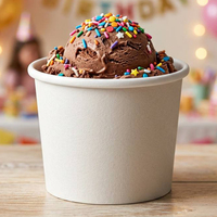 Gobelet à glace rond en papier texturé, toucher unique, emballage pour gelato, yaourt, sundae, 5 oz, gaufrage graphique personnalisé