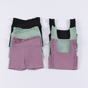 Mode <span class=keywords><strong>taille</strong></span> personnalisée Double couches volants conception Yoga Boutique tenues OEM / ODM athlétique filles course ensemble de vêtements de sport 2025 - Product Image 1