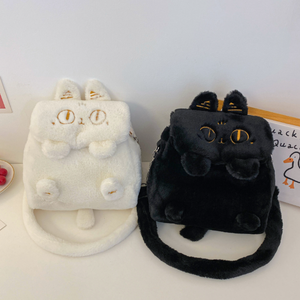 Vendita calda zaino per gatti in peluche gatto nero pezza borsa <span class=keywords><strong>bianca</strong></span> per gatti zaino personalizzato a forma di animale - Product Image 3