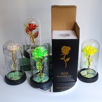 Lampu Malam LED Mawar Emas Berlapis Foil Kustomisasi Buatan Tangan Kreatif untuk Ulang Tahun, Hari Valentine, Wisuda, Hari Ibu, Natal