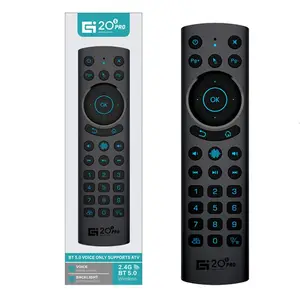 Télécommande double mode BT5.0 + 2.4Ghz RF Smart TV Box Voice Air Mouse avec touches numériques