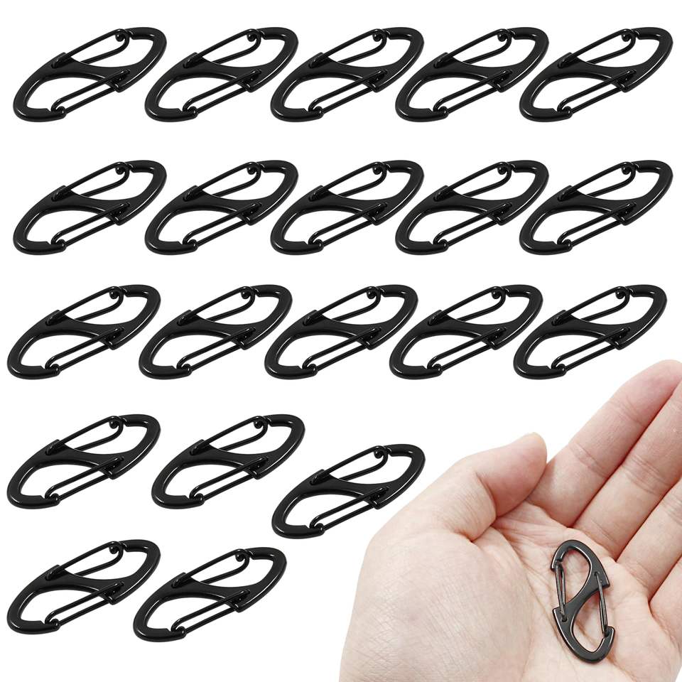 Black Zinc Alloy Mini Carabiner Clips Spring Snap Hooks for Camping Bag ...
