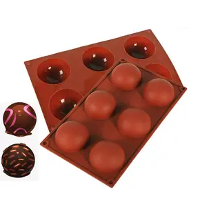 6 delik yarım daire silikon kalıp için yarım küre DIY silikon kek buz küpü sabun çikolata jöle kalıp yapışmaz