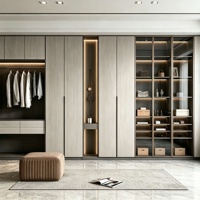 Dressing moderne sur mesure pour toute la maison, armoire du sol au plafond, vitrine de rangement en verre avec éclairage LED pour villa