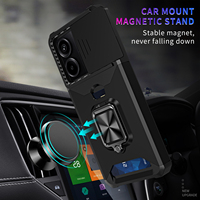 Pour Samsung S23 S24 A35 A55 étui de protection avec fenêtre coulissante fente pour carte béquille magnétique étui de téléphone pour Redmi Note 13 Pro 5G