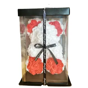 PE Beruang Mawar Buatan Tangan, 25Cm Lucu PE Beruang Mawar Bunga Buatan Tangan Dekorasi Rumah Pernikahan Hadiah Valentine Ulang Tahun