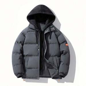 2025เสื้อแจ็คเก็ตลำลองมีฮู้ดสำหรับผู้ชายปรับแต่งโลโก้ได้ใส่สบายทรงหลวมยาวยาวยาวซิปให้ความอบอุ่นสำหรับคู่รัก - Product Image 1