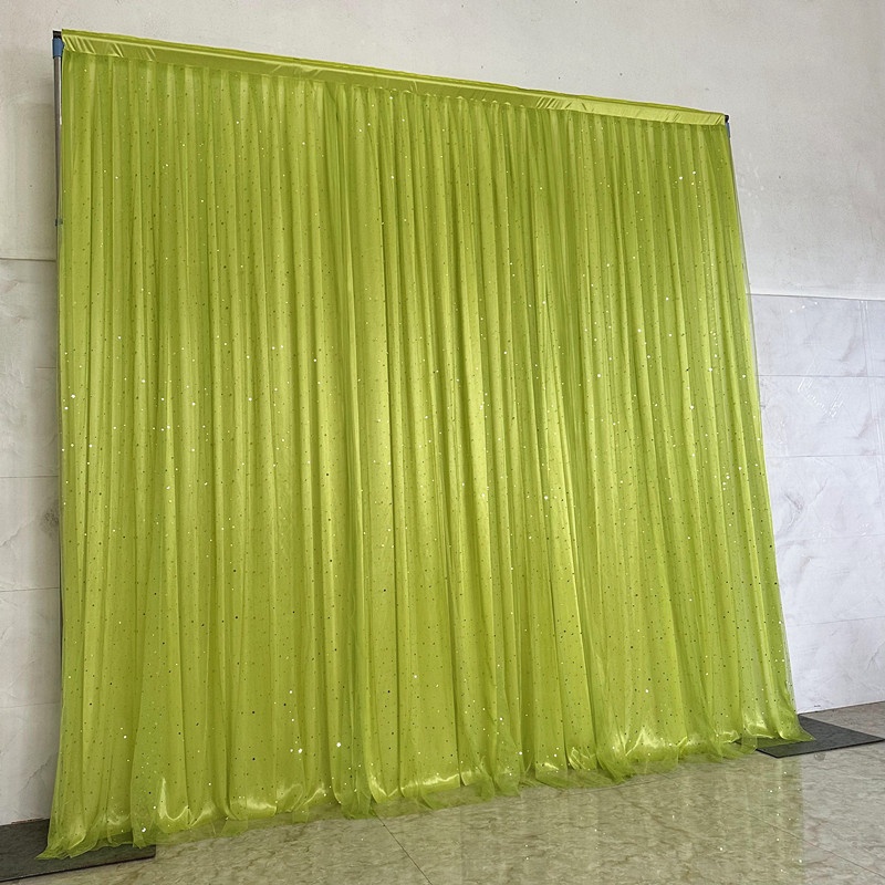 drapé en soie glacée vert pomme + tulle vert pomme