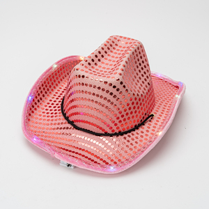 Sombreros de <span class=keywords><strong>Vaquero</strong></span> Occidentales con Lentejuelas Brillantes y Luces LED Multicolor para Fiestas, Actuaciones en Escenario y Navidad - Product Image 2