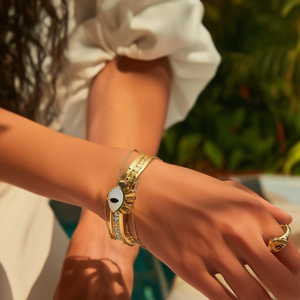 Bracelet tendance en acier inoxydable 316L plaqué or PVD, design œil porte-bonheur, bijoux pour femmes - Product Image 3