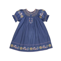 Robe pour enfants 2026 SS Été APO Rétro Robuste Plissée Fille Princesse Broderie Florale Bretelles Jupe Trapèze
