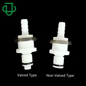 Bulkhead Quick Coupling 3/8" Hose Barb Valved Shut Off Threaded Male Insert Quick Disconnect Panel Mount Hose Barbed Connector