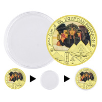 Médaille commémorative en fonte plaquée or du pharaon égyptien - Cadeau souvenir de la collection de l'Égypte ancienne