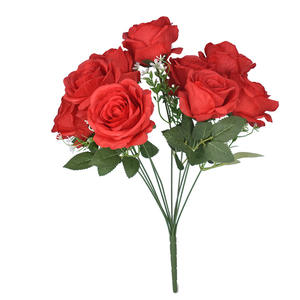 Usine En Gros Bourgogne <span class=keywords><strong>Paris</strong></span> Velours Roses Fleur Artificielle Plante 9 Têtes Simulation De Mariage Hôtel Décoration pour L'obtention Du Diplôme - Product Image 5