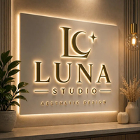 Letrero Luminoso LED Acrílico Delgado y Ligero con Retroiluminación, Letrero de Alta Luminosidad, Personalizado en 3D para Decoración Interior de Negocios