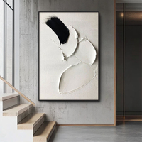 Original Moderne Minimaliste Abstrait Nature Morte Acrylique Peinture Toile Noir Blanc À La Main Mur Art Décoration Intérieure
