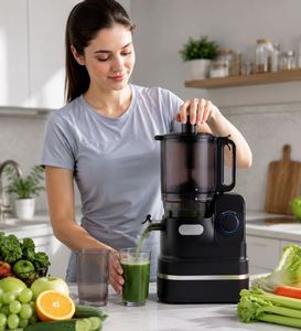 Extracteur de jus lent électrique avec lame en acier inoxydable, moteur DC, fonction de marche arrière, utilisation domestique, fonctionnement en anglais - Product Image 5