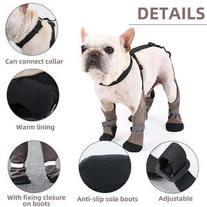 Bottes antidérapantes pour chien avec harnais, chaussures de protection imperméables à <span class=keywords><strong>quatre</strong></span> pattes avec sangle réglable pour la <span class=keywords><strong>marche</strong></span> en extérieur - Product Image 2