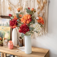 MW07314 Fleurs de pivoine artificielles de luxe, pivoine réaliste avec des feuilles vertes, tiges en pleine floraison pour les centres de table de mariage, décoration de la maison