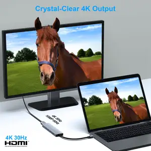 USB C 허브 7 in 1 HDMI 4K @ 60Hz SD/TF 카드 리더기/3 * USB 3.0/100W 전원 공급 충전 USB-C 멀티 포트 허브