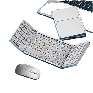 超スリム3フォールド充電式ワイヤレスキーボードマウスコンボポータブルプラスチックコンピューターセットタブレット携帯電話用ソーラーシザー - Product Image 4