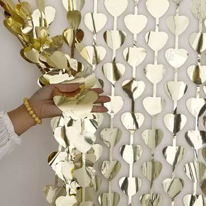 Nuovo sfondo del partito 1*2M cuore metallico Tinsel frangia pioggia stagnola tenda di compleanno sfondo - Product Image 6