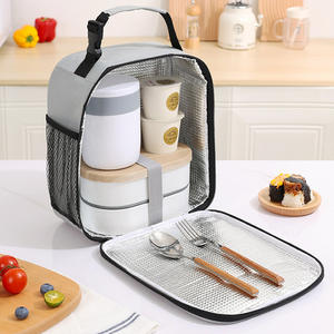 Sac à lunch isotherme Beilian, grande capacité, conteneur alimentaire portable pour usage extérieur, gris et bleu - Product Image 1