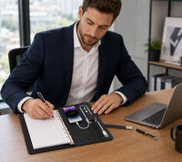 Carnet de notes avec chargeur sans fil 8000 mAh, logo LED personnalisé, format A5, avec USB