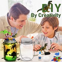 Kits artisanaux de lanternes en dinosaure, avec 6 Mini dinosaures, jouets d'art et artisanat, veilleuse, cadeaux pour enfants garçons et filles, pièces