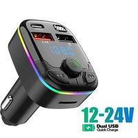 Émetteur FM 12-24V PD 20W avec port Type-C, chargeur double USB, affichage numérique LED, carte TF 32G max, lumière RGB, adaptateur ignifuge