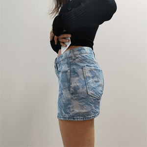 Falda vaquera lavada a la moda de fábrica de China, minifaldas, ropa de calle, minifalda informal para mujer con bolsillo personalizado - Product Image 3