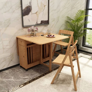 Hot Sale Extendable Wood <b>Folding</b> <b>Dining</b> Room <b>Table</b> <b>Chair</b> Set Space Saving Furniture Smart <b>With</b> Hidden Foldable Seat JH-FDT-3 Din - Product Image 6