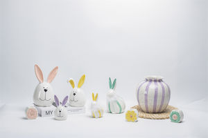 Conejito Conejo de Cerámica con Cesta de <span class=keywords><strong>Huevos</strong></span> de Pascua Figuras PARA EL Día de Pascua - Product Image 5